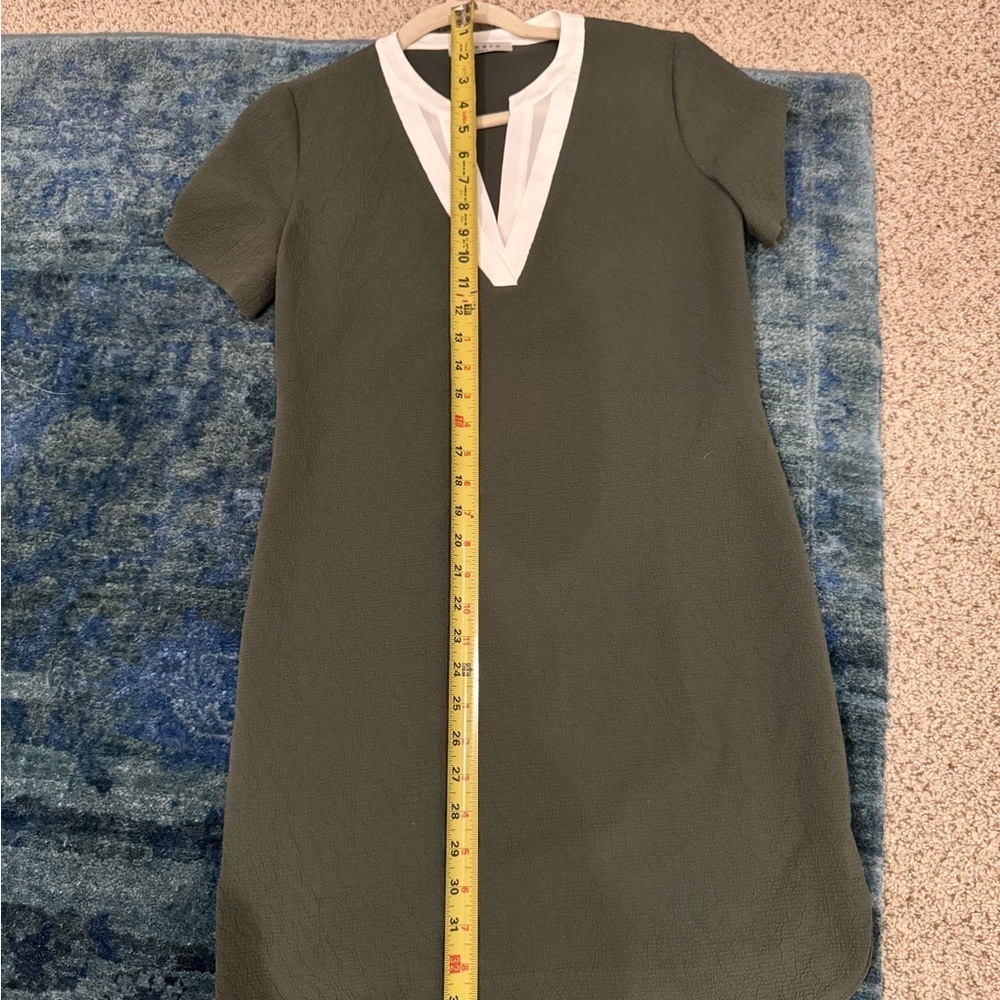 Sandro Paris Shift Dress Minimalist Quiet Luxury Designer Small Olive Green - Picture 7 of 11